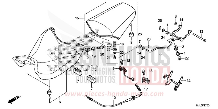SITZ von NC750X Schaltgetriebe CANDY ARCADIAN RED (R305) von 2014